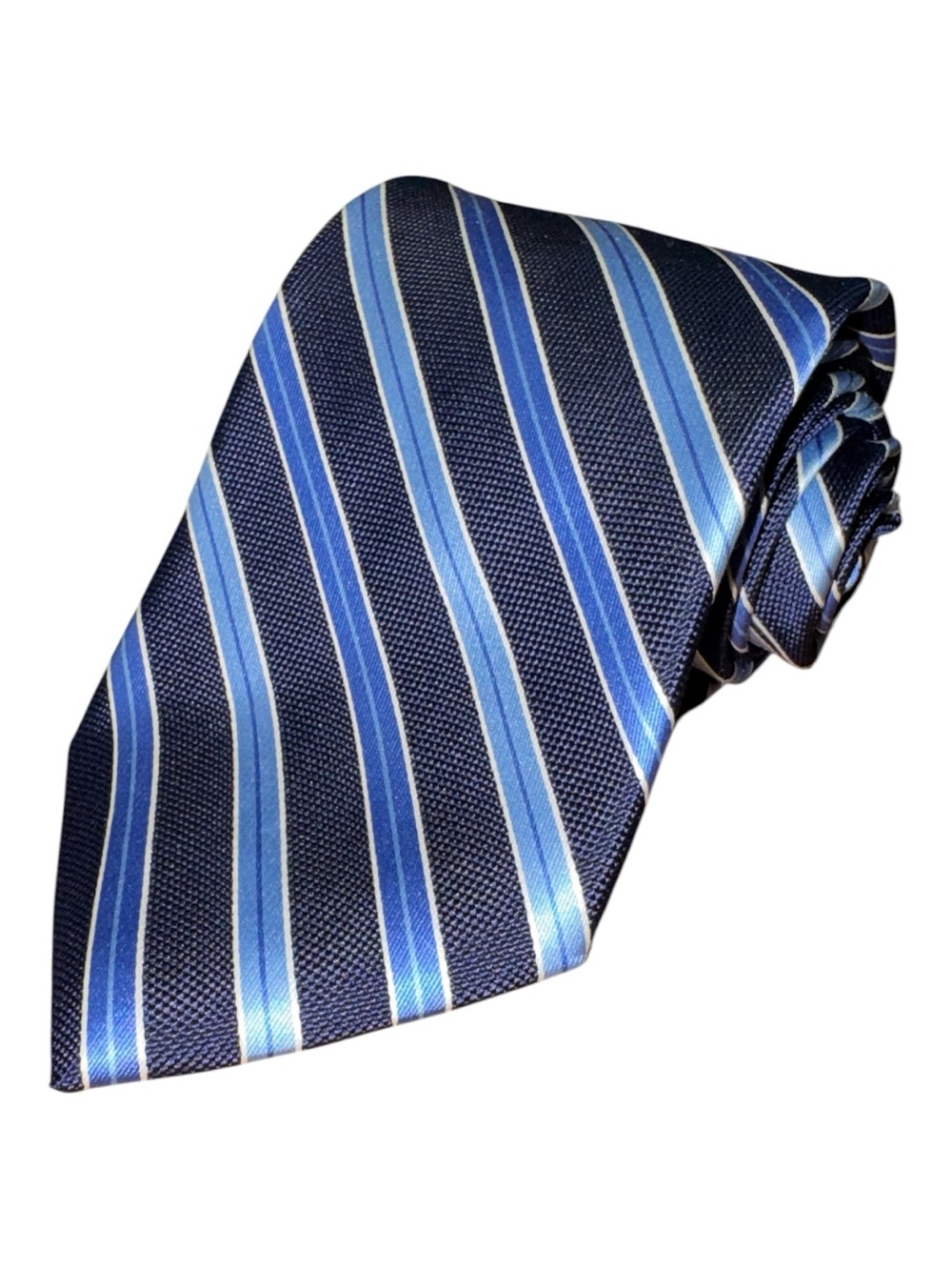 Brooks Brothers mens blue stripe 100% silk neck tie EUC
